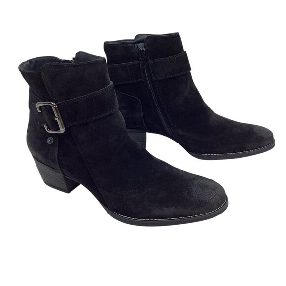 Paul Green Jano Moto Biker Womens 7.5 Suede Leather Ankle Boots Black - Picture 11 of 14